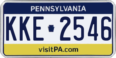 PA license plate KKE2546
