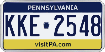 PA license plate KKE2548