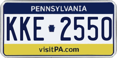 PA license plate KKE2550