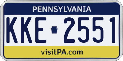 PA license plate KKE2551