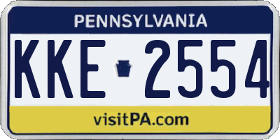 PA license plate KKE2554