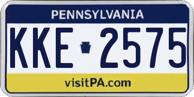 PA license plate KKE2575