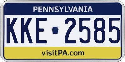 PA license plate KKE2585