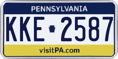 PA license plate KKE2587