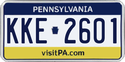 PA license plate KKE2601