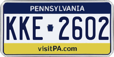 PA license plate KKE2602