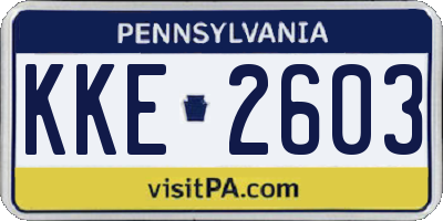 PA license plate KKE2603