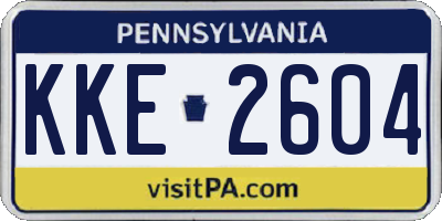 PA license plate KKE2604