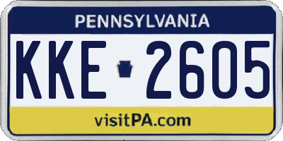 PA license plate KKE2605