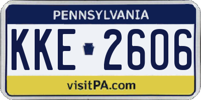 PA license plate KKE2606