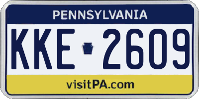 PA license plate KKE2609