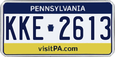 PA license plate KKE2613