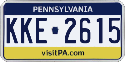 PA license plate KKE2615
