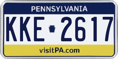 PA license plate KKE2617