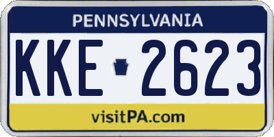 PA license plate KKE2623