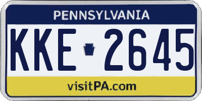 PA license plate KKE2645