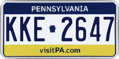PA license plate KKE2647