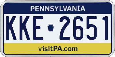 PA license plate KKE2651