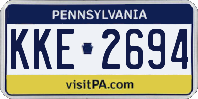 PA license plate KKE2694
