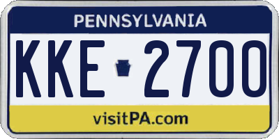 PA license plate KKE2700