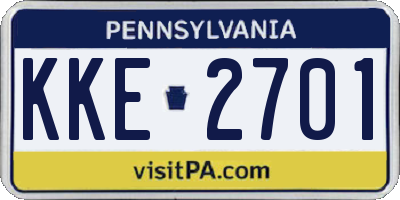 PA license plate KKE2701