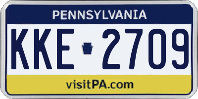 PA license plate KKE2709
