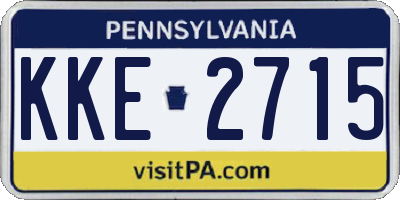 PA license plate KKE2715