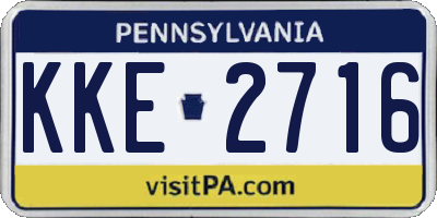 PA license plate KKE2716