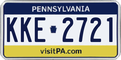 PA license plate KKE2721
