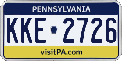 PA license plate KKE2726