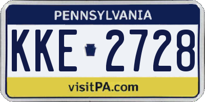 PA license plate KKE2728