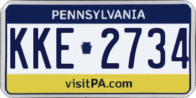 PA license plate KKE2734
