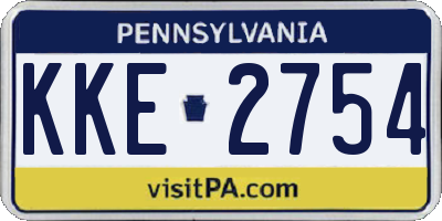 PA license plate KKE2754