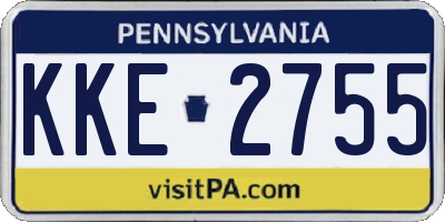 PA license plate KKE2755