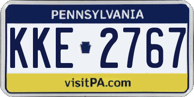 PA license plate KKE2767