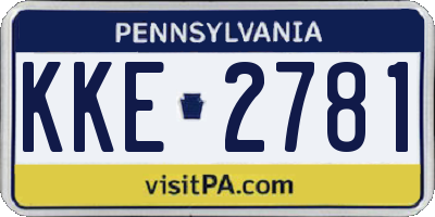 PA license plate KKE2781