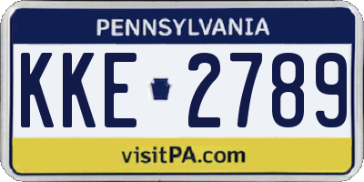 PA license plate KKE2789
