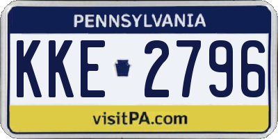PA license plate KKE2796