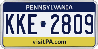 PA license plate KKE2809