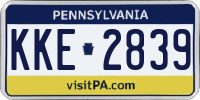 PA license plate KKE2839