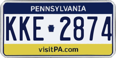 PA license plate KKE2874