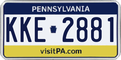 PA license plate KKE2881