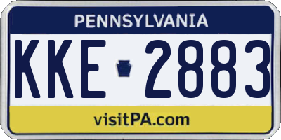 PA license plate KKE2883