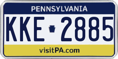 PA license plate KKE2885