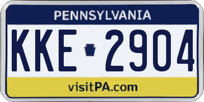 PA license plate KKE2904