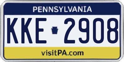 PA license plate KKE2908