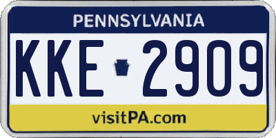 PA license plate KKE2909