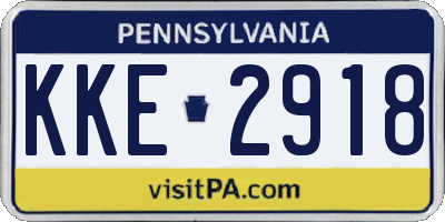PA license plate KKE2918