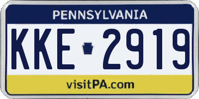 PA license plate KKE2919