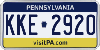 PA license plate KKE2920